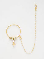Gold-Polished Kundan Nose Ring - Ruby Raang | Grab2Buy