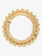 Gold-Polished White Pearl Studded Beaded Bangle - Ruby Raang | Grab2Buy