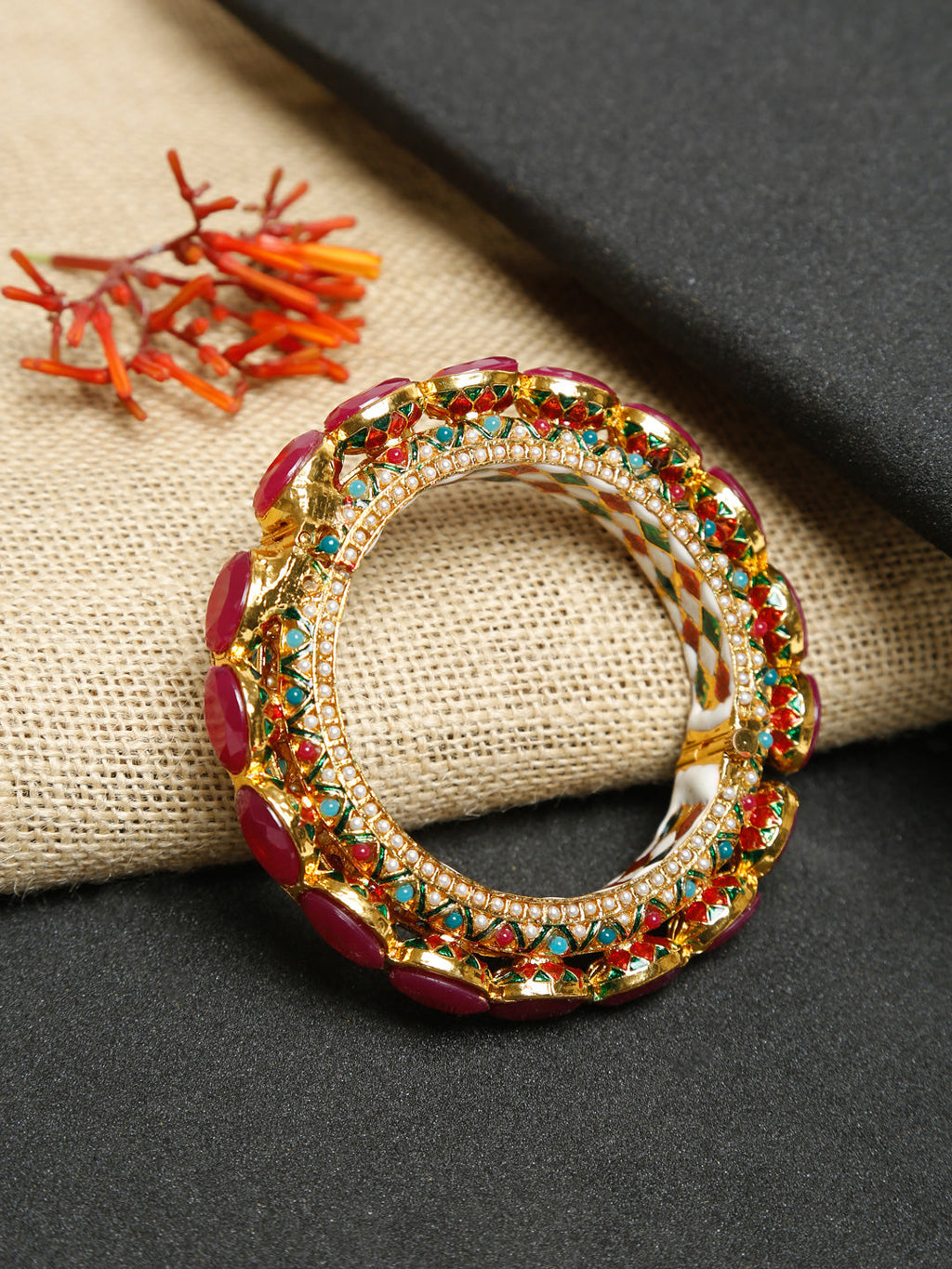 Single Multi Embellished Bangle - Ruby Raang | Grab2Buy
