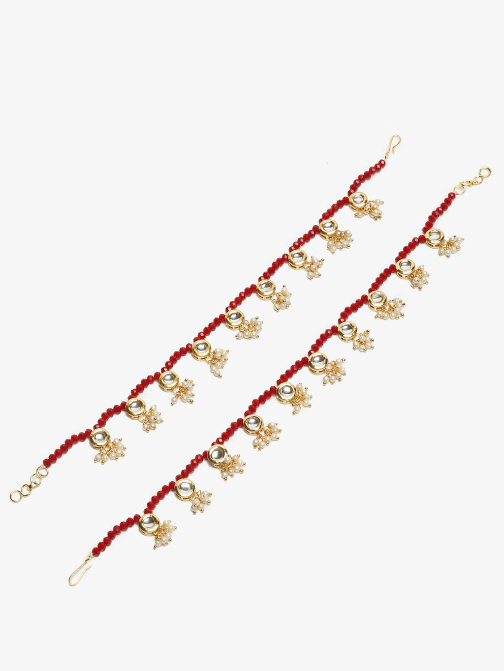 Women's Set Of 2 Red Anklets - Ruby Raang | Grab2Buy