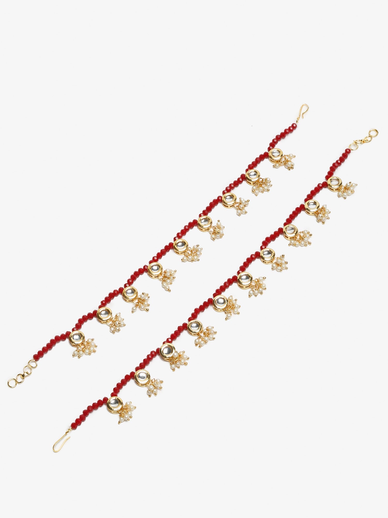 Women's Set Of 2 Red Anklets - Ruby Raang | Grab2Buy
