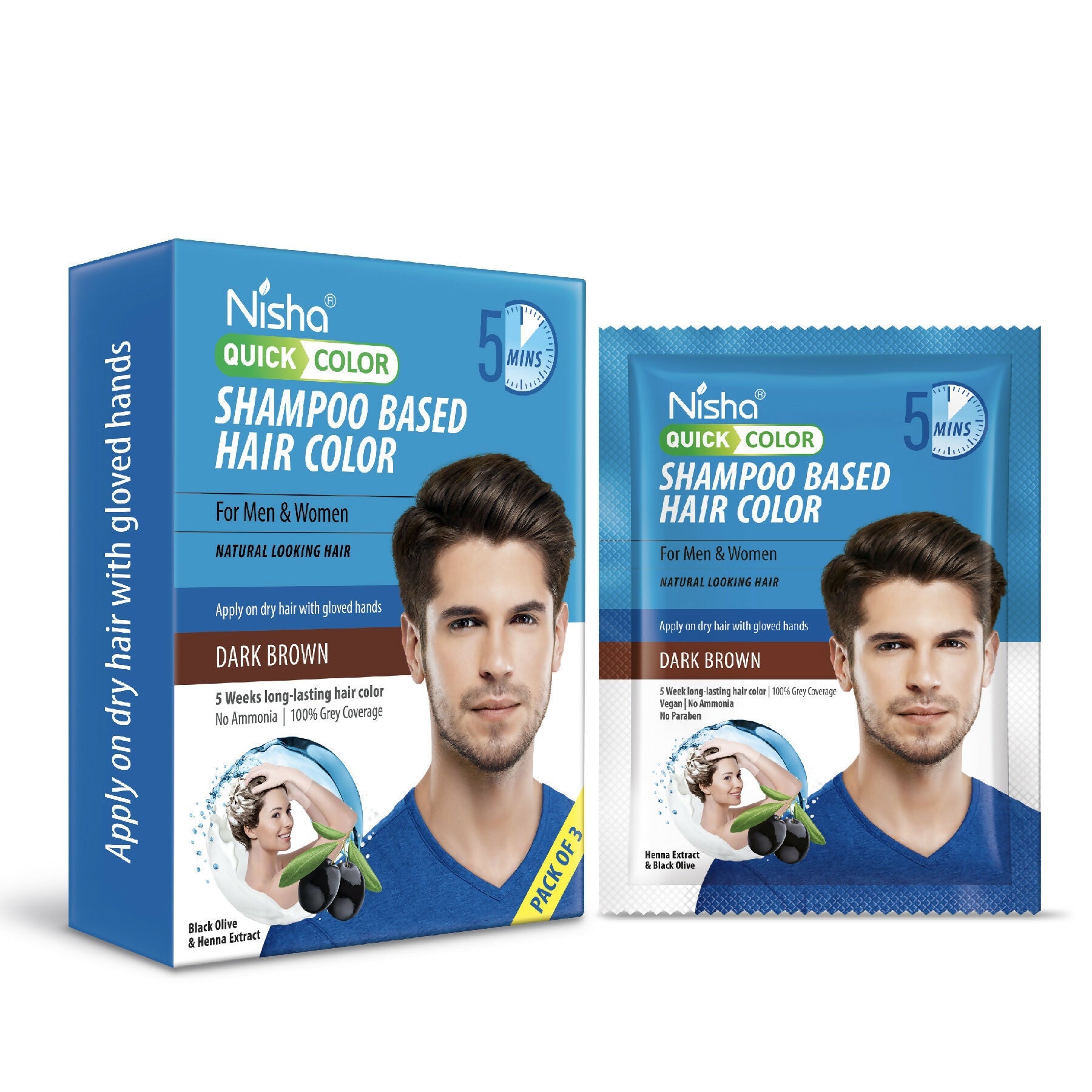Nisha Quick Color Shampoo Hair Color,Dark Brown | Grab2Buy