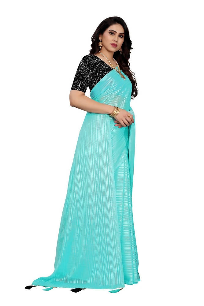 Vamika Sky Blue Georgette Seqence Saree (Riva Sky Blue) | Grab2Buy