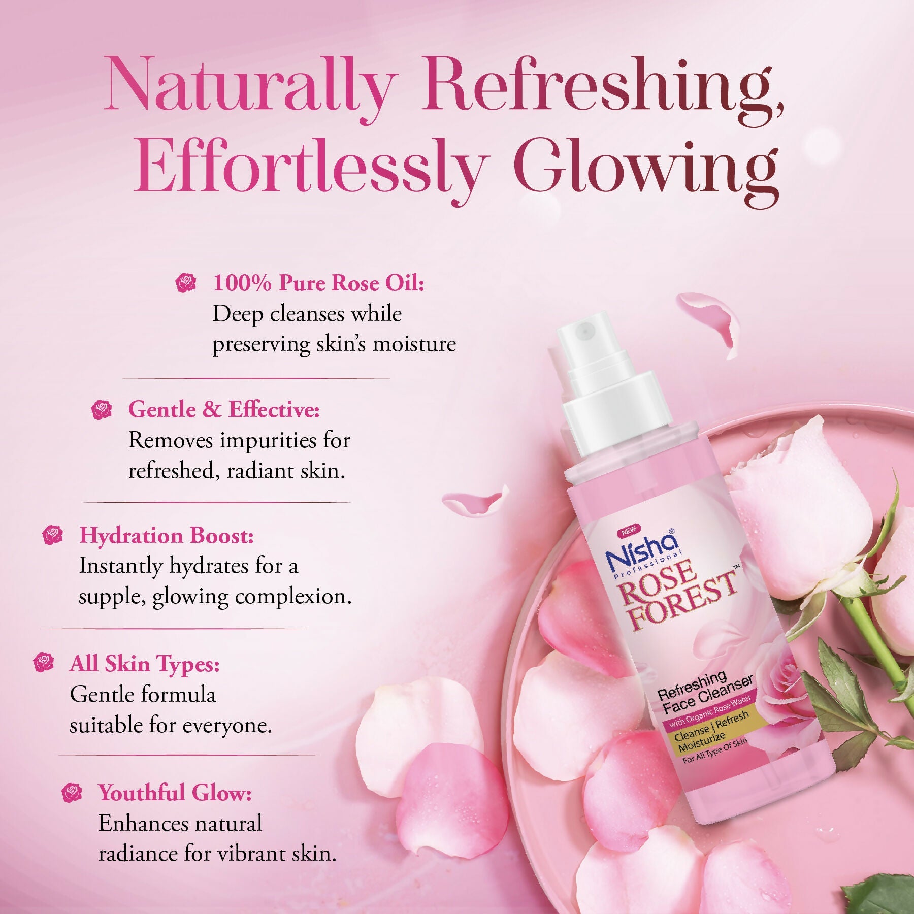 Nisha Professional Refreshing Face Cleanser With Organic Rose Water | Grab2Buy
