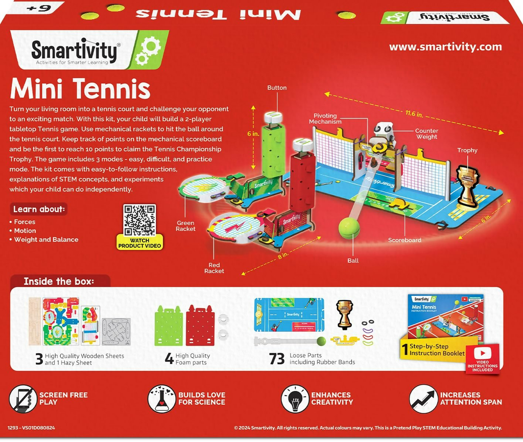 Smartivity Tabletop Tennis Game Kit For Kids 6 To 12, 2-Player Stem Toy With Mechanical Rackets & Scoreboard | Grab2Buy