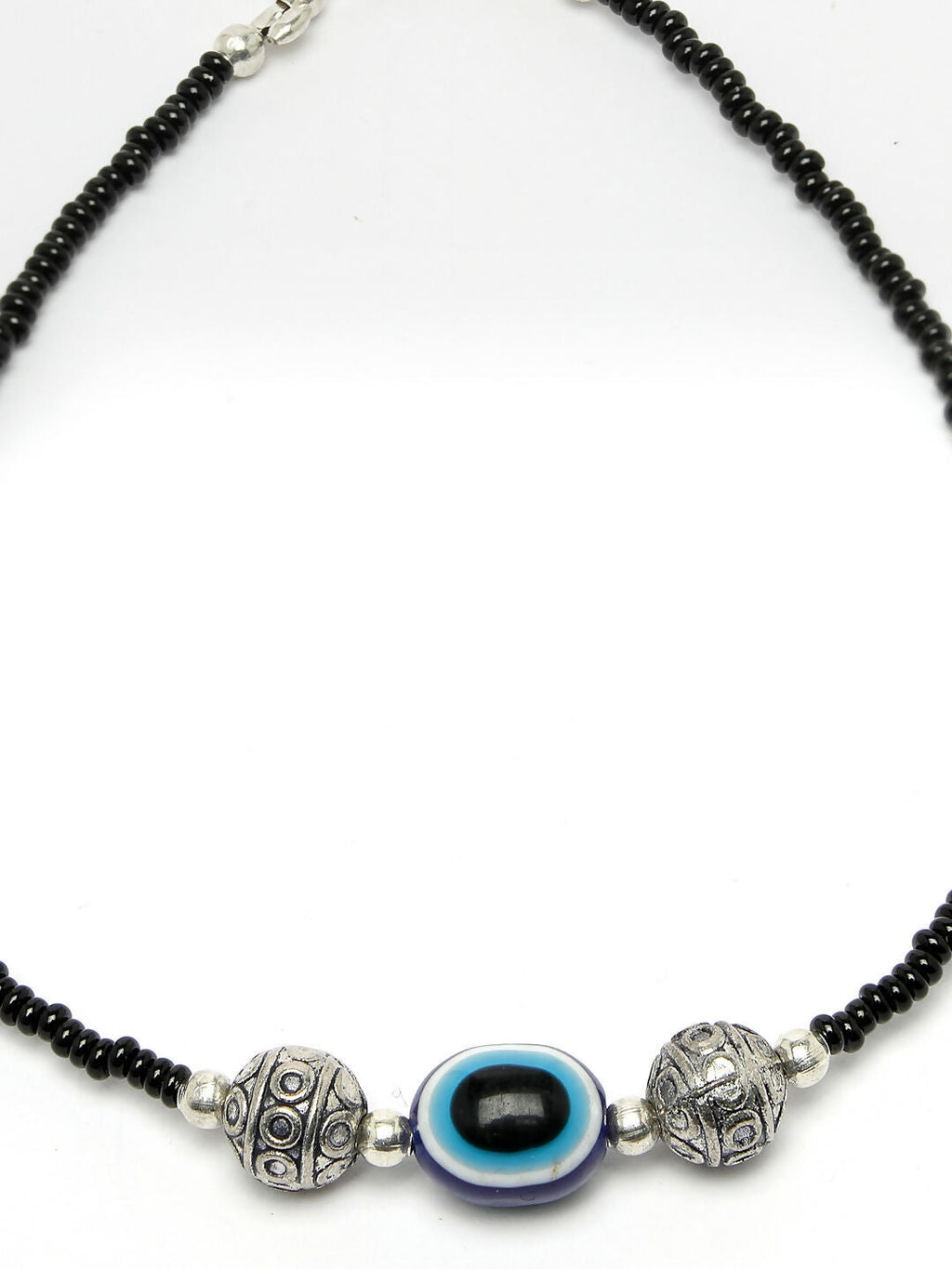 NVR Women Set of 2 Brass-Plated Stone-Studded & Evil Eye Beaded Anklet | Grab2Buy