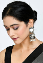 Mominos Fashion Johar Kamal Women Silver Oxidised Jhumkas | Grab2Buy