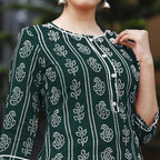 Vamika Green Rayon Gota Patti work Kurti With Skirt Suit | Grab2Buy