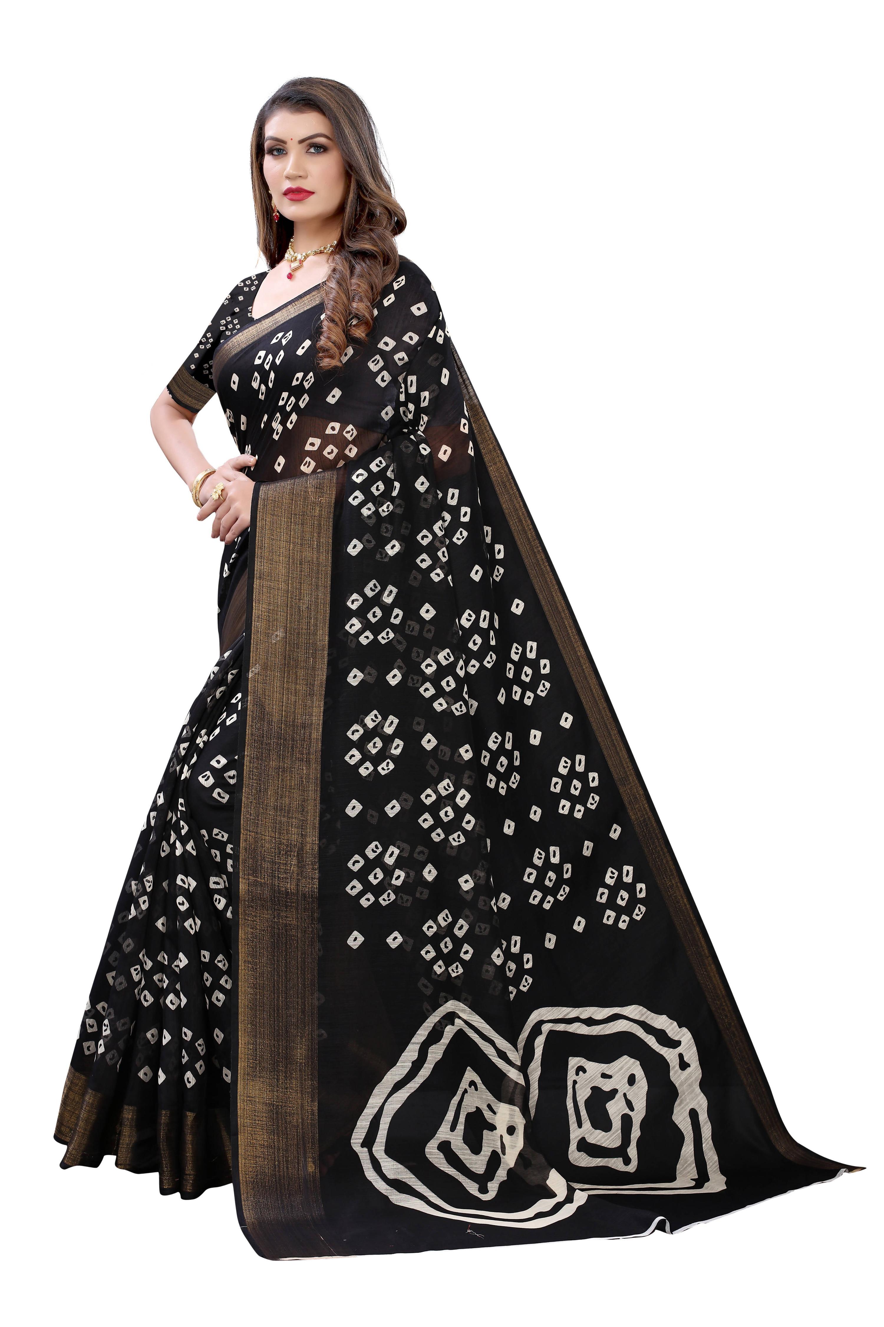 Vamika Black Linen Jari Border Saree (RADHIKA BLACK) | Grab2Buy