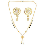 AanyaCentric Gold-Polished Short Mangalsutra Set with Earrings | Grab2Buy