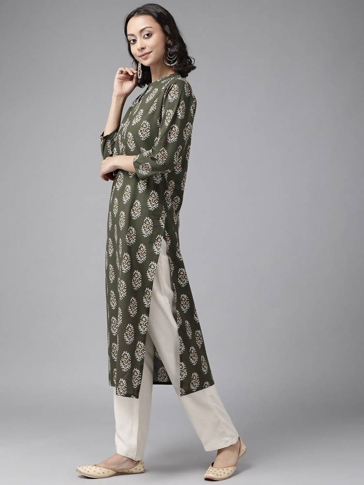 Yufta Green And off White Kurta And Palazzo Set | Grab2Buy