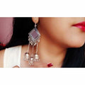 MS Fashion India Kite Mirror Design Silver Hanging Triple Jhumka Earrings | Grab2Buy