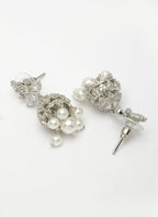 NVR Wome's Silver-Plated AD- Studded Jhumki Earrings | Grab2Buy