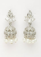 NVR Wome's Silver-Plated AD- Studded Jhumki Earrings | Grab2Buy