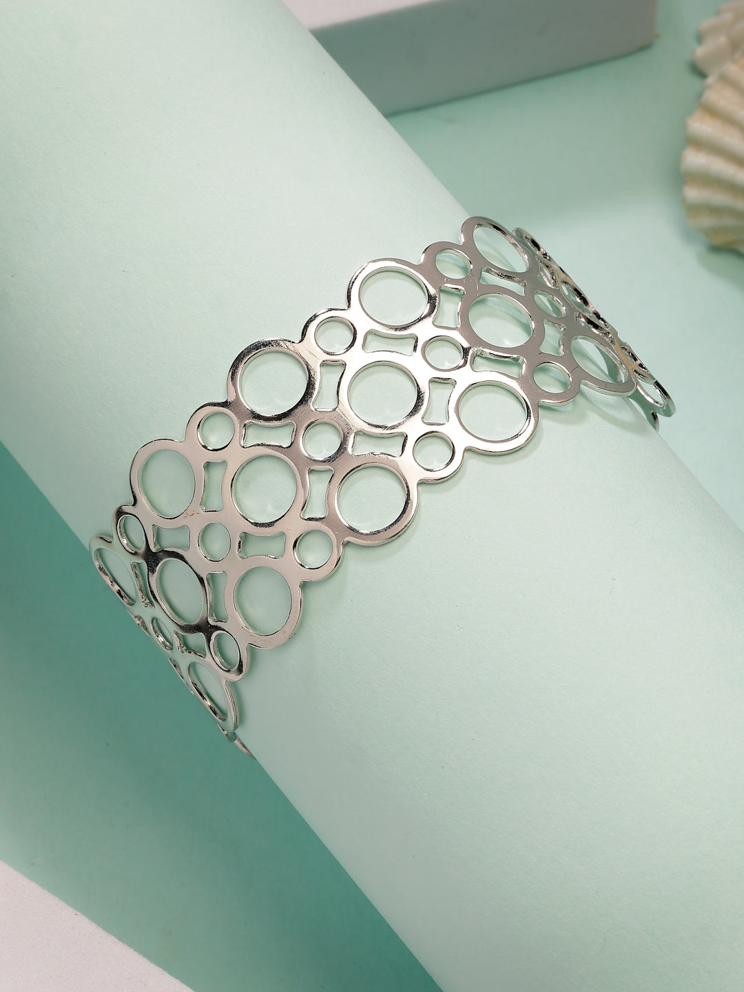 NVR Women's Silver-Plated Cuff Bracelet | Grab2Buy