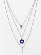 NVR Women's Silver-Toned Artificial Stones Floral Layered Chain | Grab2Buy
