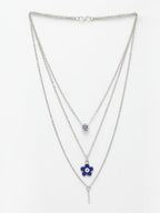 NVR Women's Silver-Toned Artificial Stones Floral Layered Chain | Grab2Buy