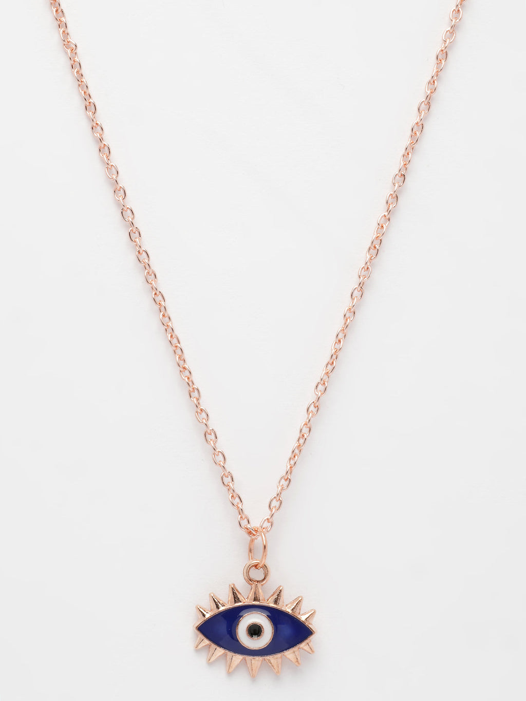 NVR Women's Rose Gold-Polished Chain With Evil Eye Pendant