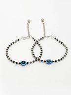 NVR Women's Silver-Plated Evil Eye Artificial Beads Anklet