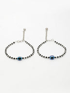 NVR Women's Silver-Plated Evil Eye Artificial Beads Anklet