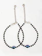 NVR Women's Silver-Plated Evil Eye Artificial Beads Anklet