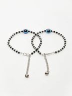 NVR Women's Silver-Plated Evil Eye Artificial Beads Anklet