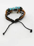 NVR Men's Evil Eye Multi-Coloured Leather Wraparound Bracelet