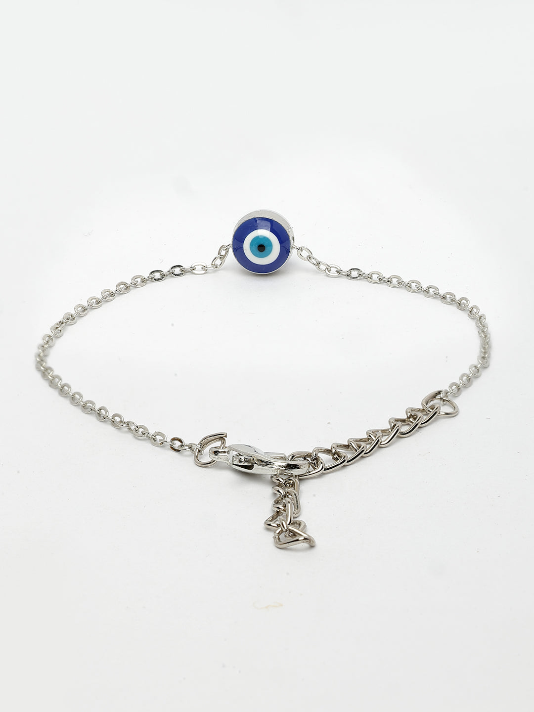 NVR Women's Silver-Plated Evil Eye Link Bracelet