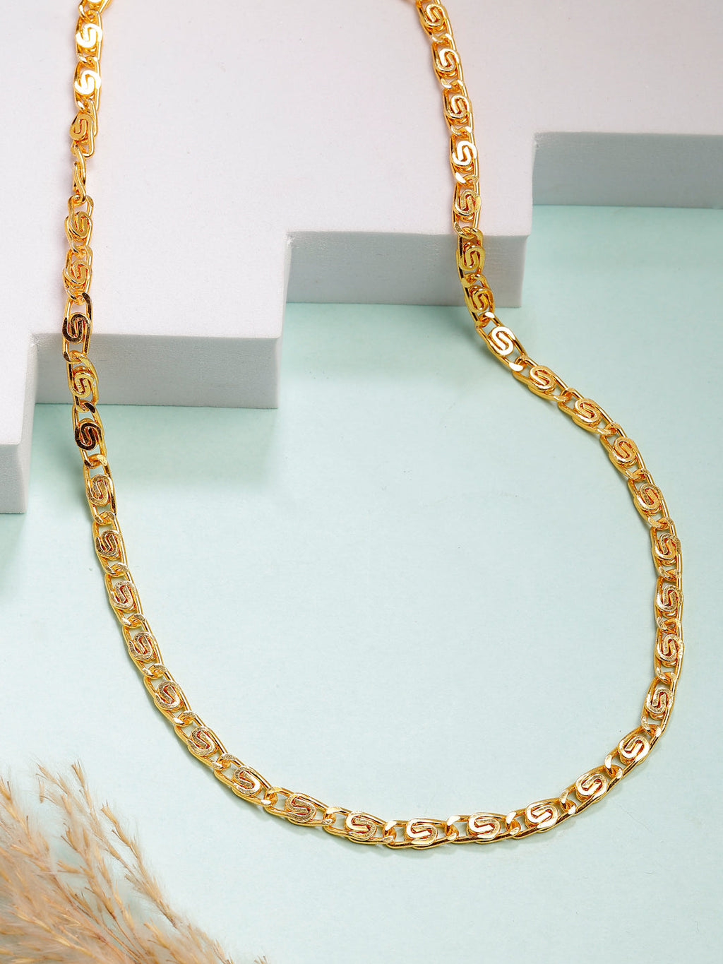 NVR Men's Gold-Polished Minimal Chain | Grab2Buy