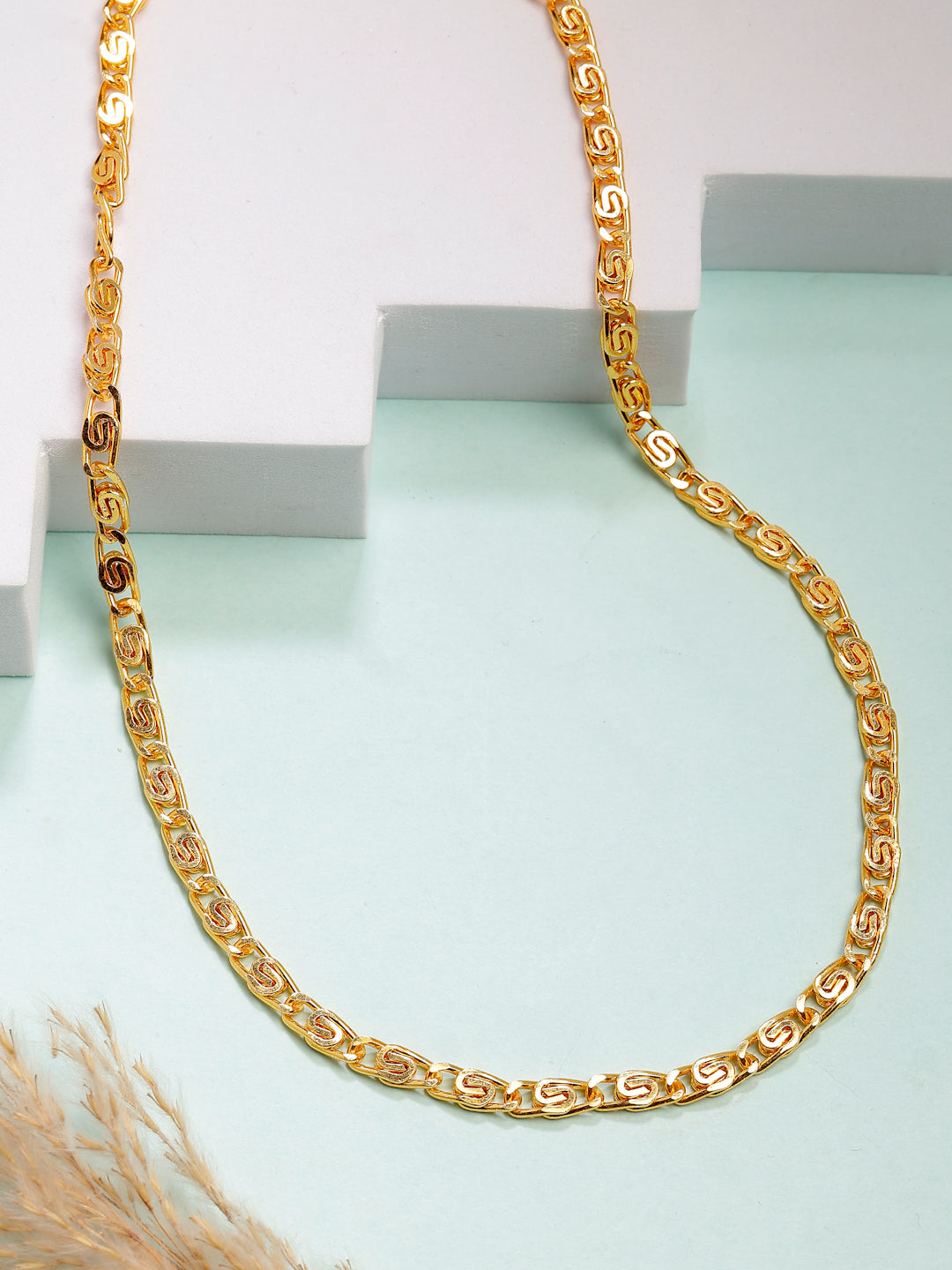 NVR Men's Gold-Polished Minimal Chain | Grab2Buy