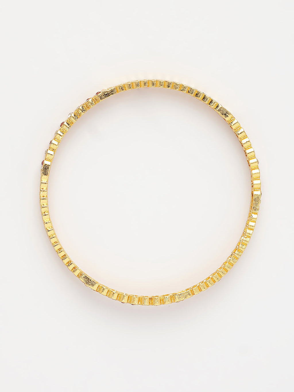 NVR Women's Set of 2 Gold-Polished Cubic Zirconia Stone Studded Bangles