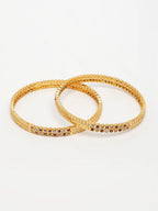 NVR Women's Set of 2 Gold-Polished Cubic Zirconia Stone Studded Bangles
