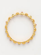 NVR Women's Set of 2 Gold-Polished Artificial Stones Traditional Bangles