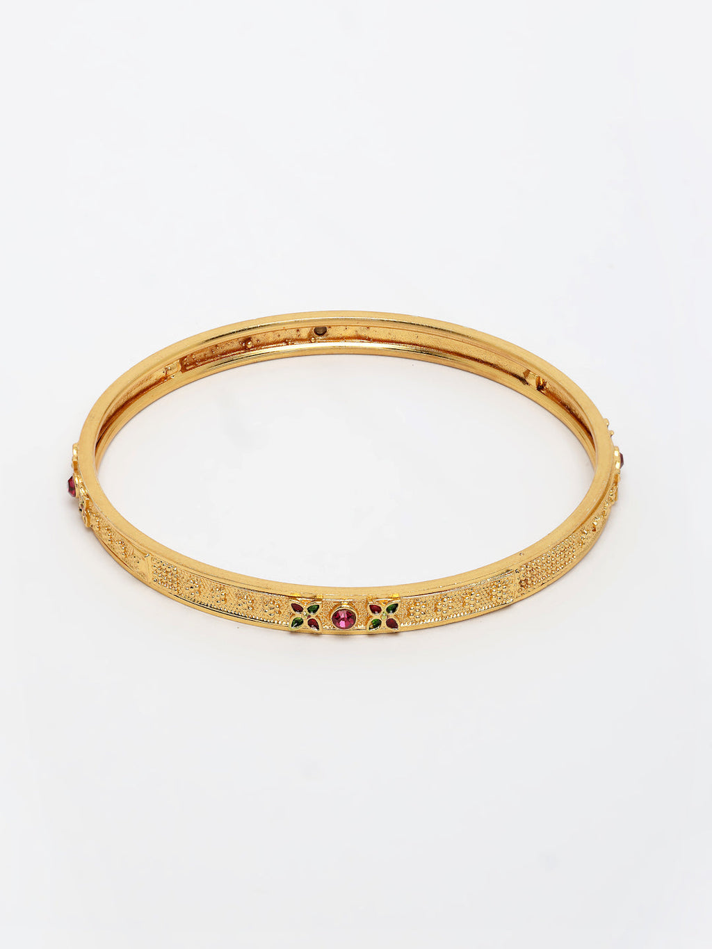 NVR Women's Set of 4 Gold-Polished Artificial Stones Traditional Bangles | Grab2Buy