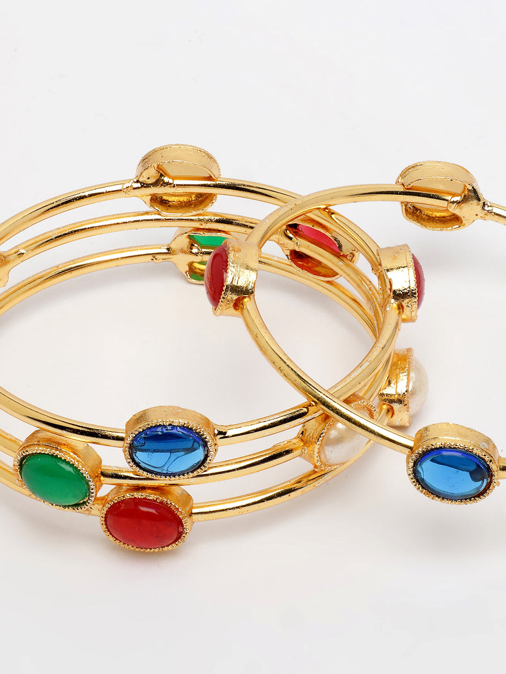 NVR Women's Set of 4 Gold-Polished Artificial Stone Studded Bangles | Grab2Buy