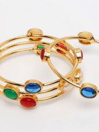 NVR Women's Set of 4 Gold-Polished Artificial Stone Studded Bangles | Grab2Buy