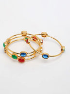 NVR Women's Set of 4 Gold-Polished Artificial Stone Studded Bangles | Grab2Buy