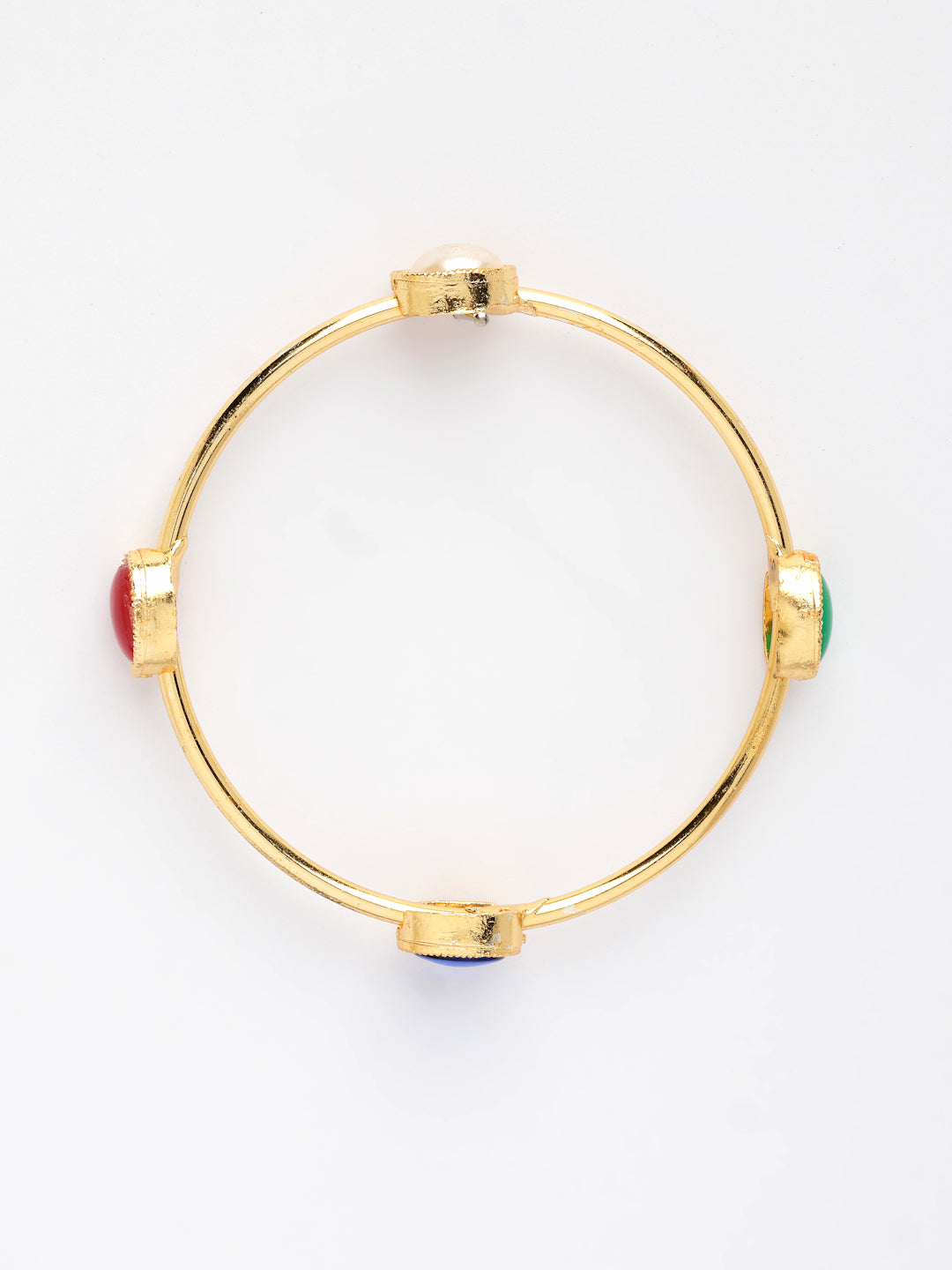 NVR Women's Set of 4 Gold-Polished Artificial Stone Studded Bangles | Grab2Buy