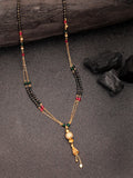 NVR Women's Gold-Polished Artificial Stones Studded & Beaded Mangalsutra