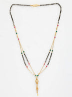 NVR Women's Gold-Polished Artificial Stones Studded & Beaded Mangalsutra