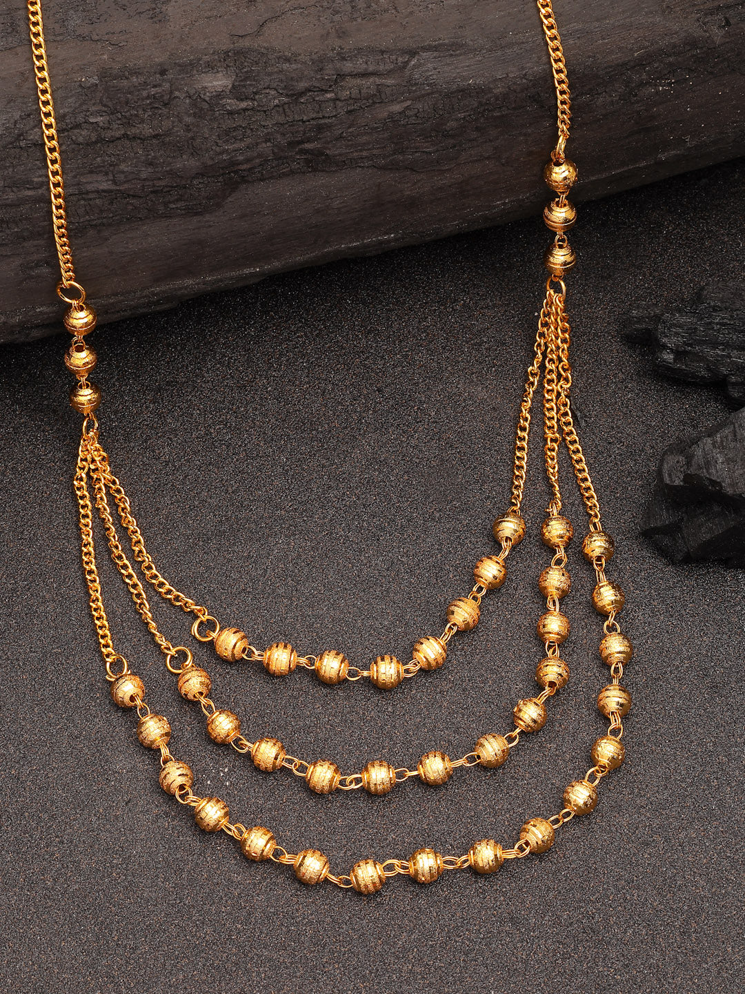NVR Women's Gold-Polished Artificial Beads Layered Chain | Grab2Buy