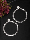 NVR Women's Set of 2 Silver-Plated Artificial Stone Studded Anklets | Grab2Buy