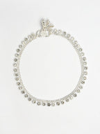NVR Women's Set of 2 Silver-Plated Artificial Stone Studded Anklets | Grab2Buy