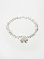 NVR Women's Set of 2 Silver-Plated Artificial Stone Studded Anklets | Grab2Buy
