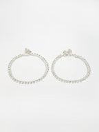 NVR Women's Set of 2 Silver-Plated Artificial Stone Studded Anklets | Grab2Buy