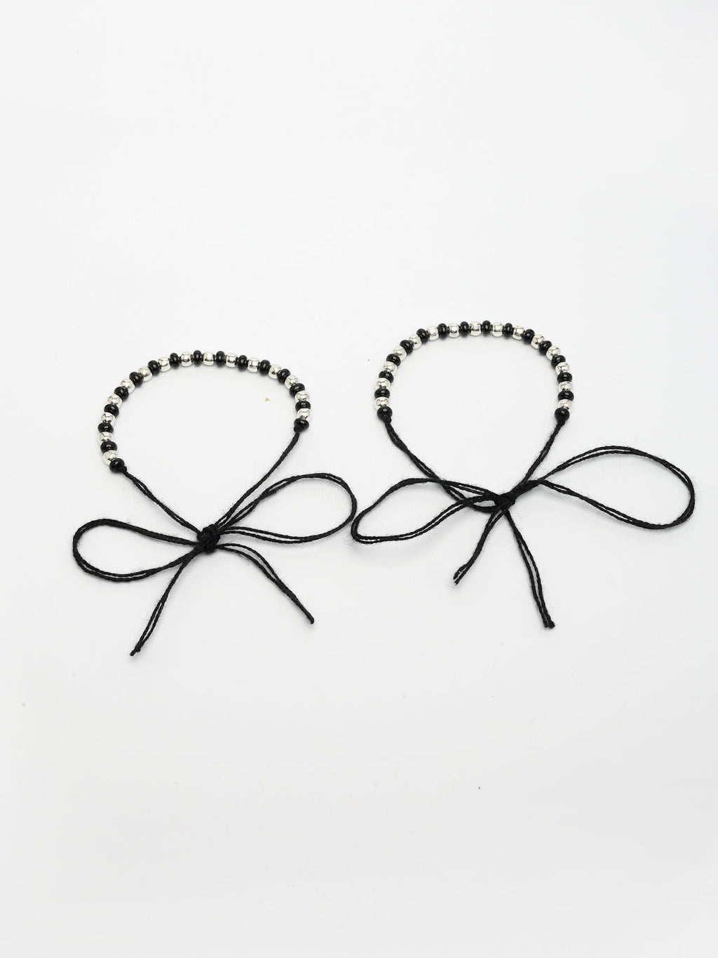 NVR Kids Pair of 2 Rhodium-Plated Artificial Beads Nazariya Kada Bracelet | Grab2Buy