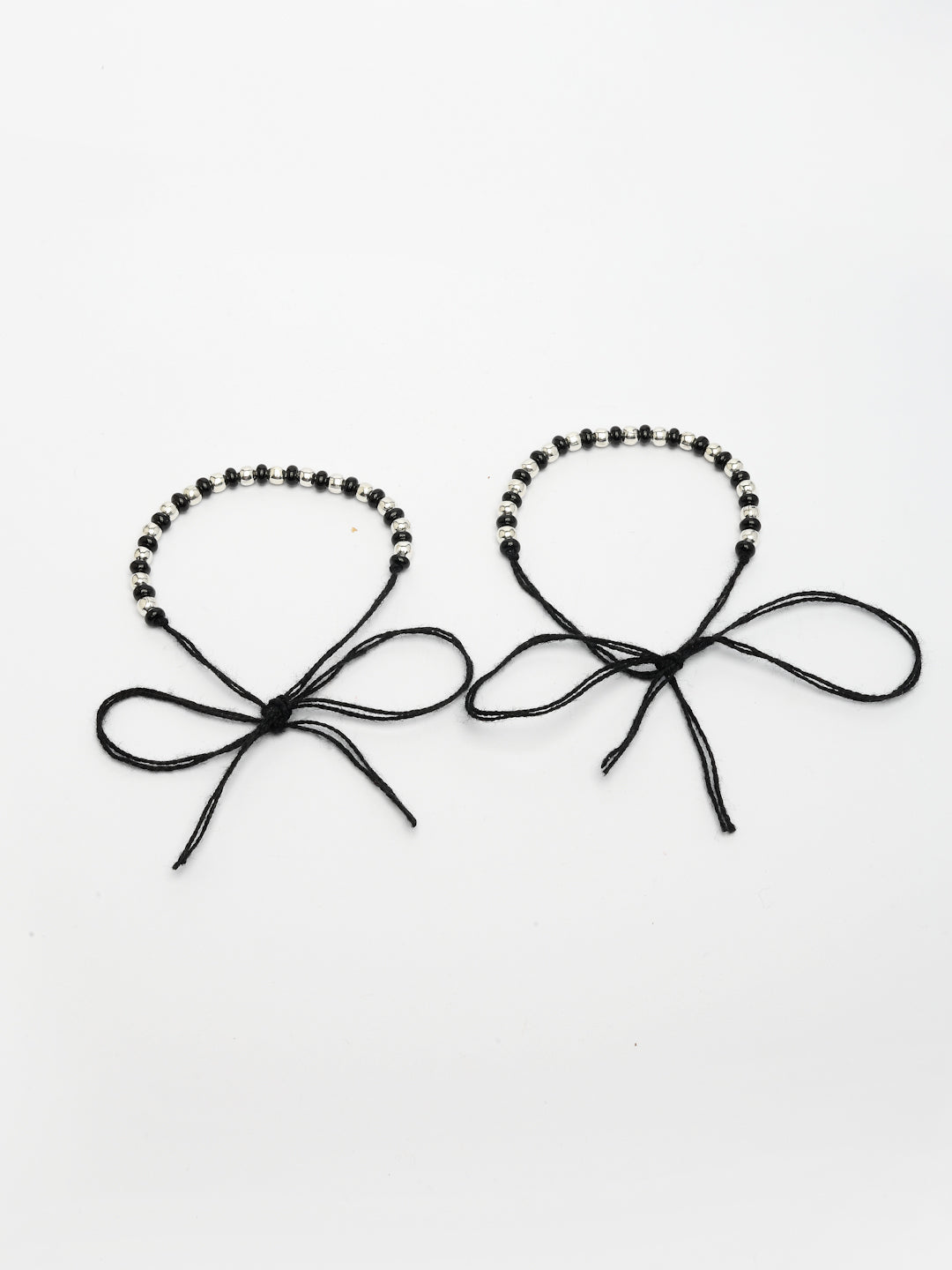 NVR Kids Pair of 2 Rhodium-Plated Artificial Beads Nazariya Kada Bracelet | Grab2Buy