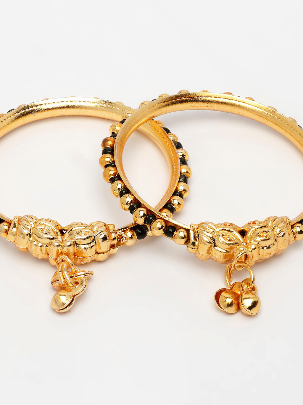 NVR Kids Pair of 2 Rhodium-Plated Artificial Beads Nazariya Kada Bracelet | Grab2Buy