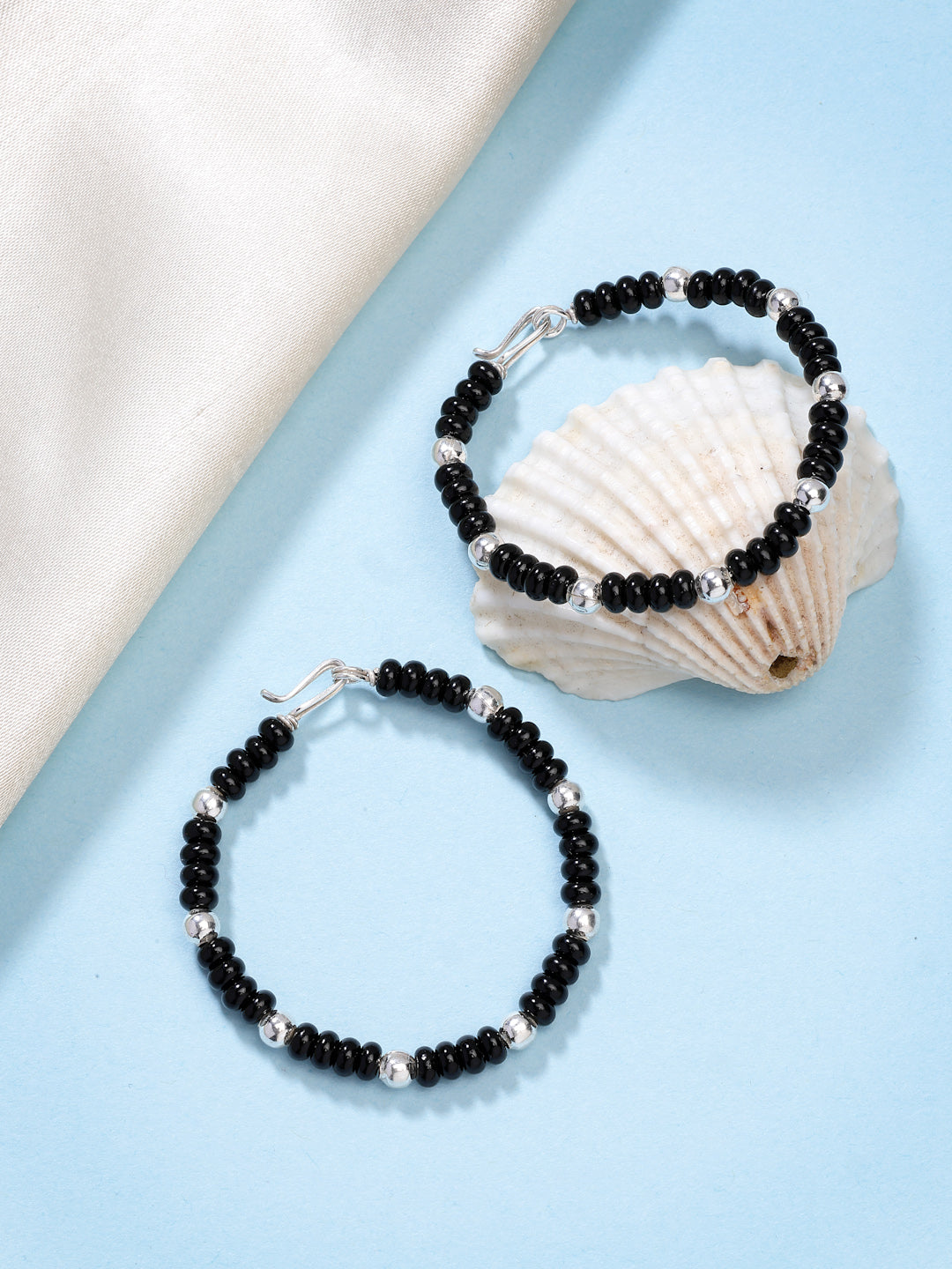 NVR Kids Pair of 2 Rhodium-Plated Artificial Beads Nazariya Link Bracelet | Grab2Buy