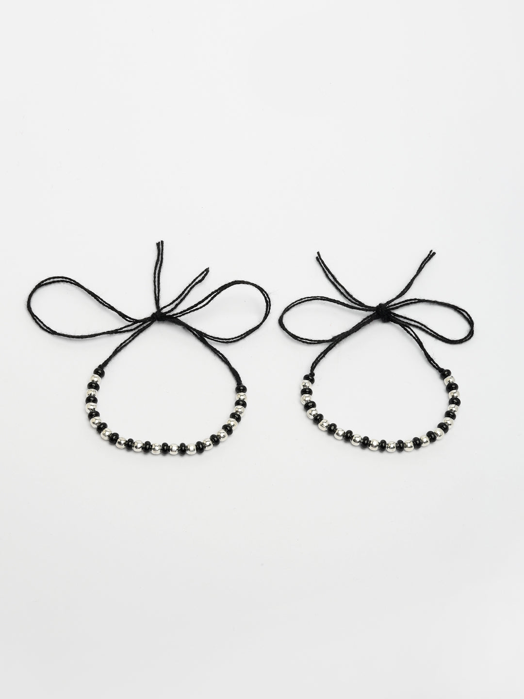 NVR Kids Pair of 2 Rhodium-Plated Artificial Beads Nazariya Link Bracelet | Grab2Buy